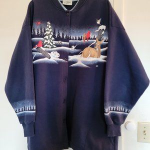 Artisans Design Lightweight Jacket 3XL Forest Scene Deer Cardinals Rabbit